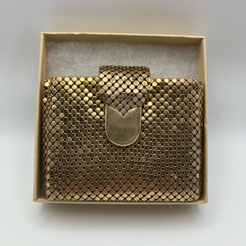 Whiting & Davis Vintage Gold Compact with Mesh Case